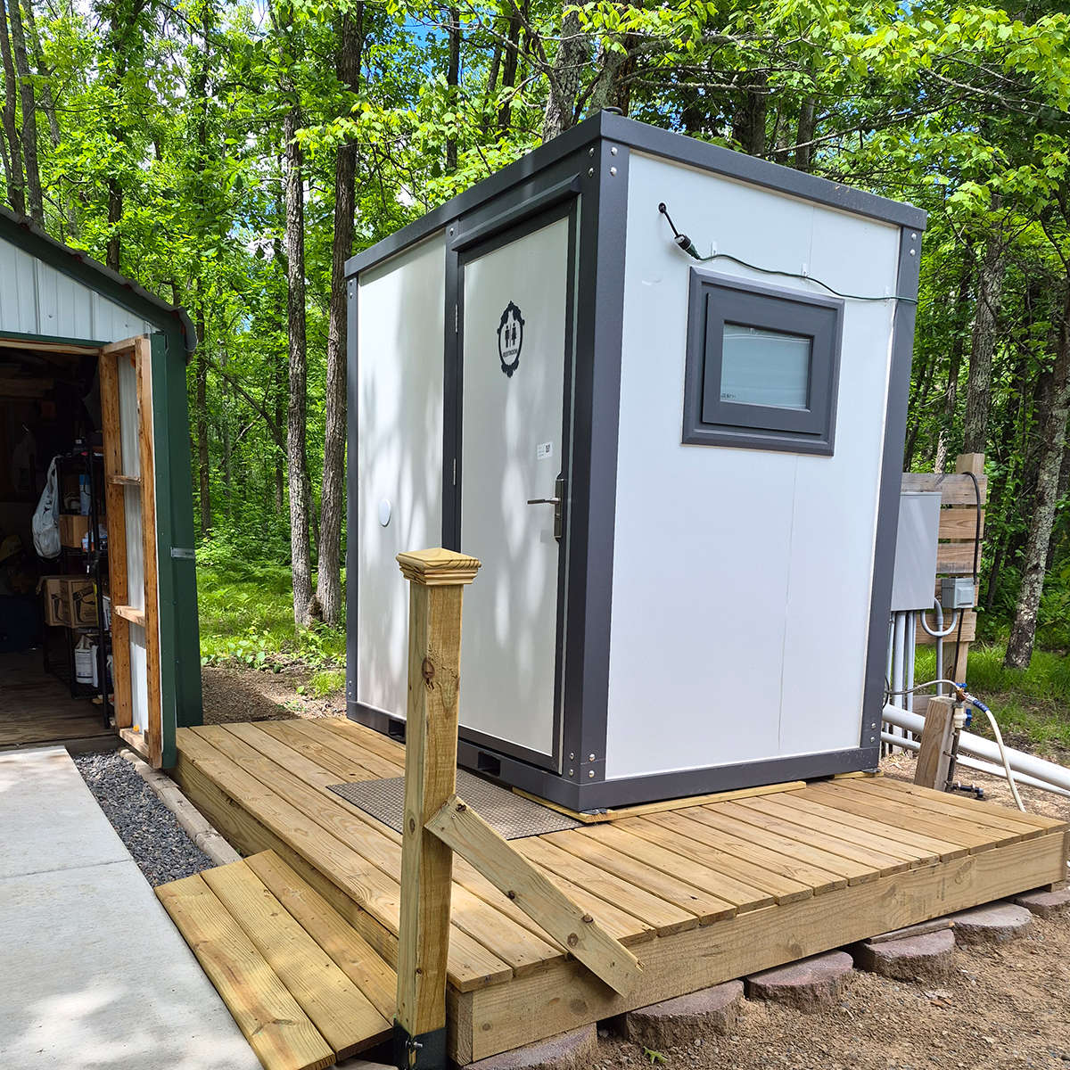 Portable Toilet with Shower Curtain Style