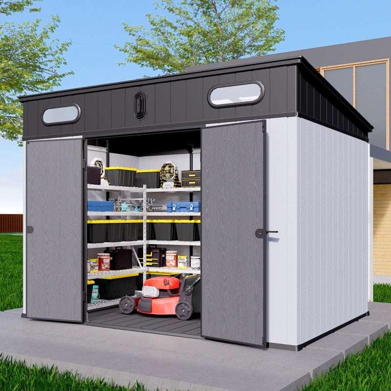 10x7 ft Resin Outdoor Storage Shed with Floor