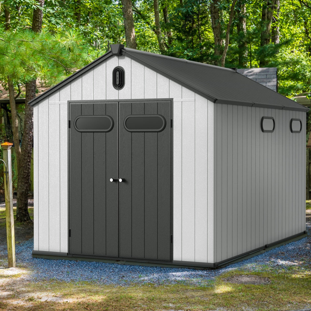 8x12 ft Resin Outdoor Storage Shed with Floor