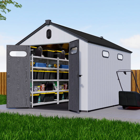 8x12 ft Resin Outdoor Storage Shed with Floor