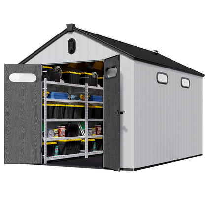 8x12 ft Resin Outdoor Storage Shed with Floor