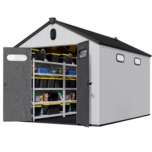 8x12 ft Resin Outdoor Storage Shed with Floor
