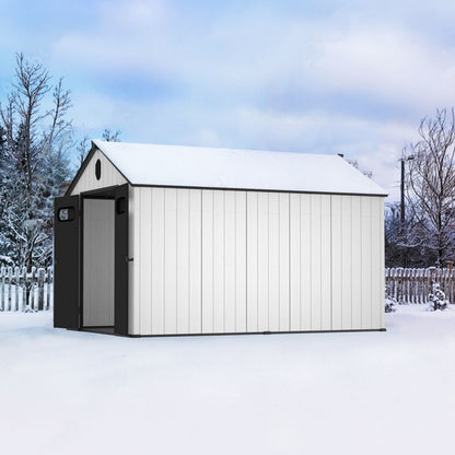 8x12 ft Resin Outdoor Storage Shed with Floor