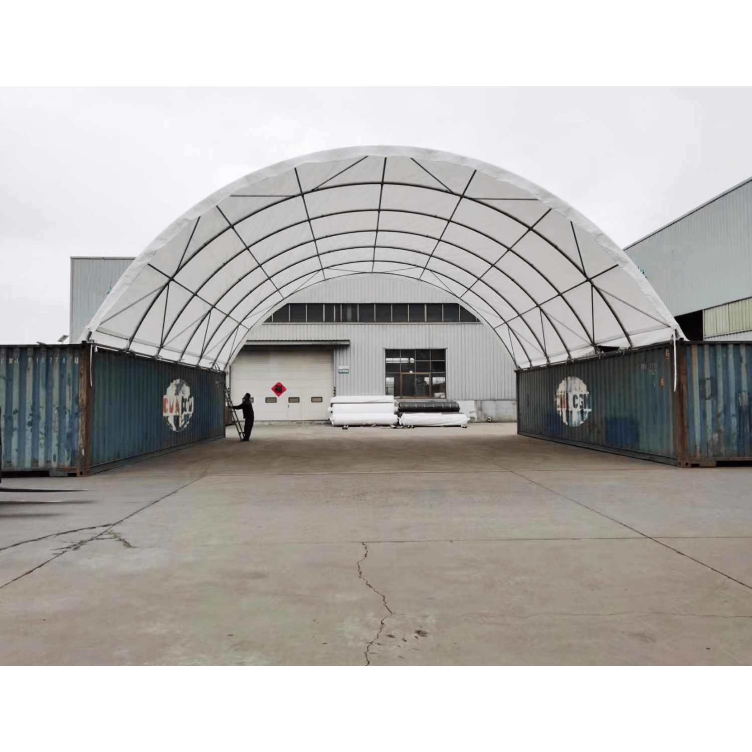 Loading Containers Canopy 40'x40'x13' Shipping Container Canopy Shelter