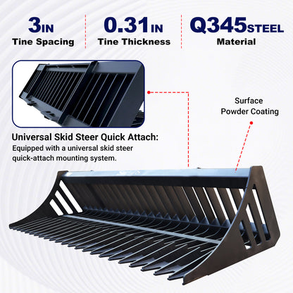 Skid steer rock bucket