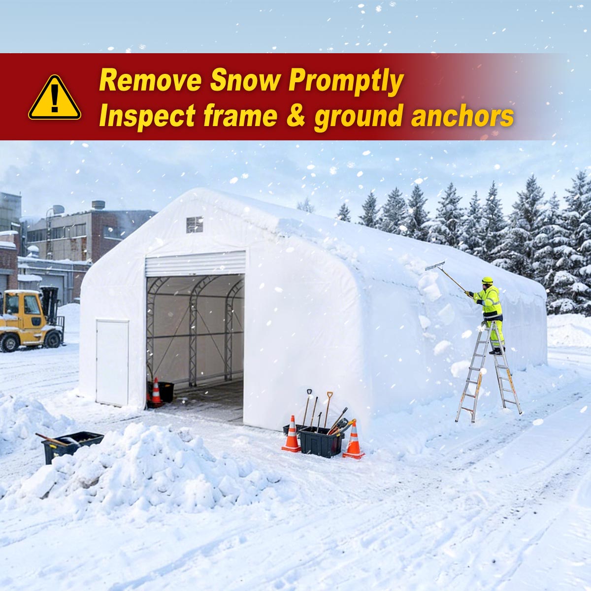 W70'xL120'xH28' Double Truss Storage Shelter