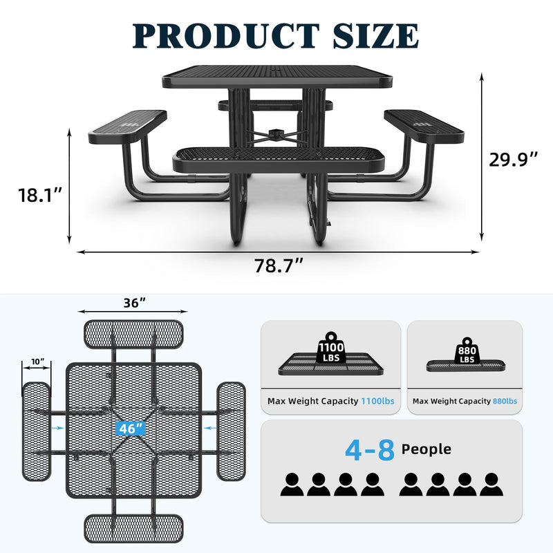 Square Metal Picnic Tables