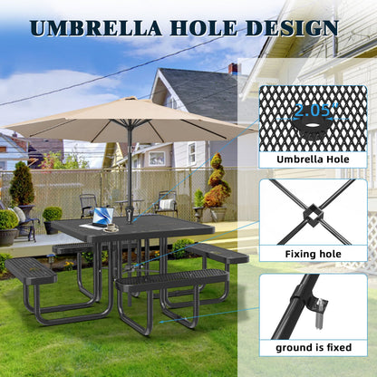 Square Metal Picnic Tables#color_black