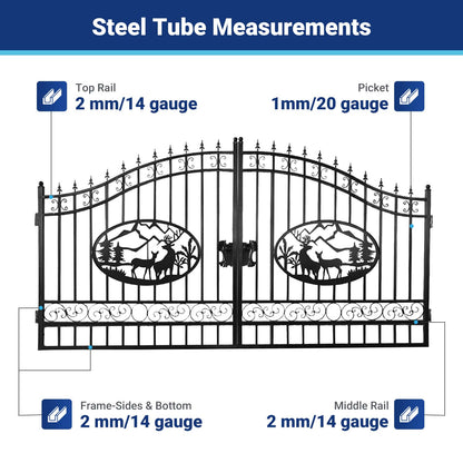 Steel tube measurements for 14 ft driveway gates