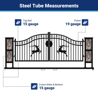 Steel tube measurements for 20ft single arc driveway gate with ornamental posts#style_double arc