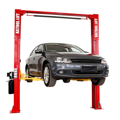 Sysmmetric arms lift a car steadily and safely