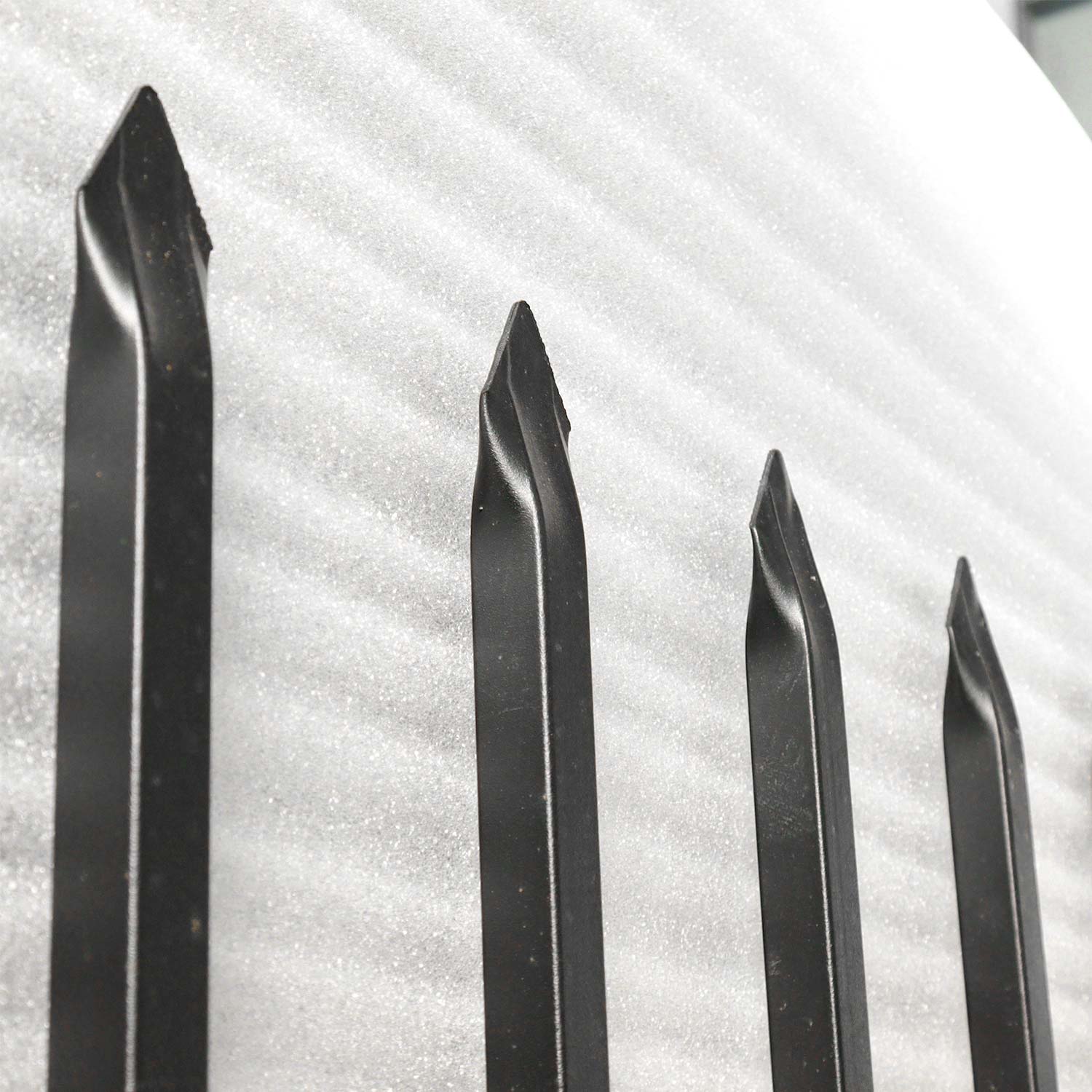 The 10x7 ft steel fence features sturdy spear tips