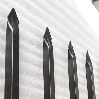The 10x7 ft steel fence features sturdy spear tips