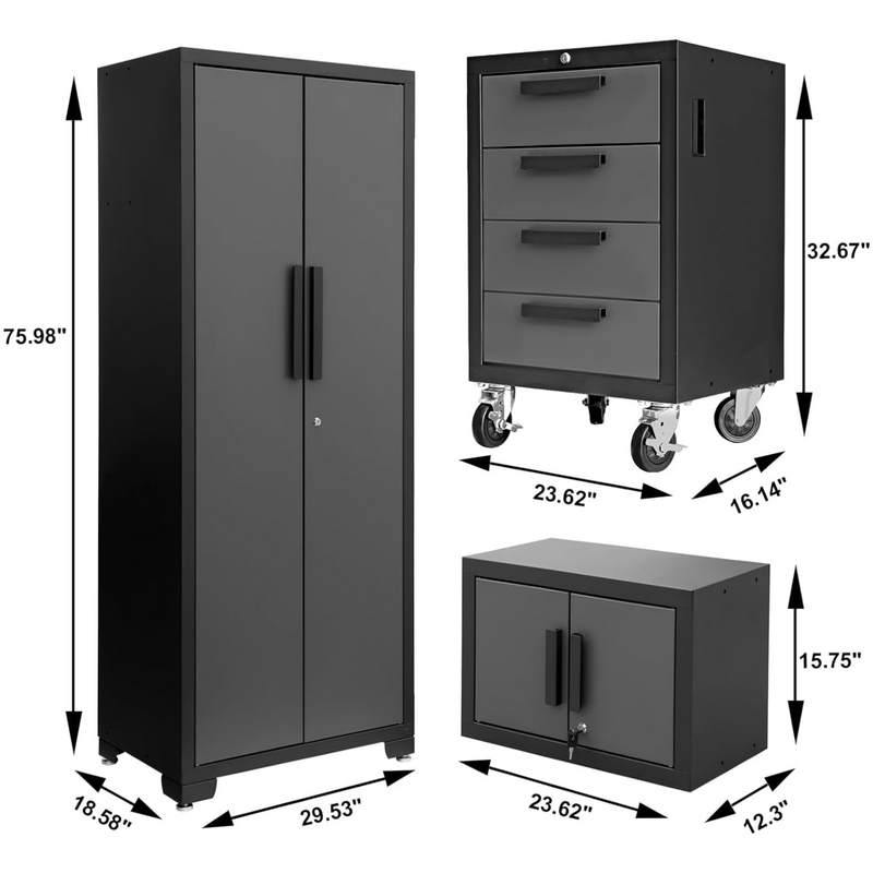 Chery Industrial 6-Piece Garage Storage Cabinet Set Metal Organization Cabinets