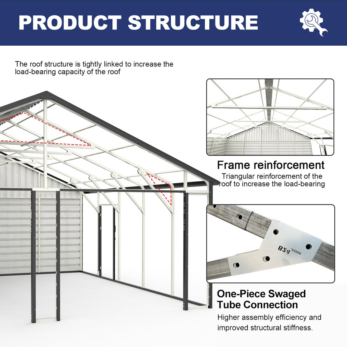 Upgraded 23' x 22' Double Garage Metal Shed with Side Entry Door