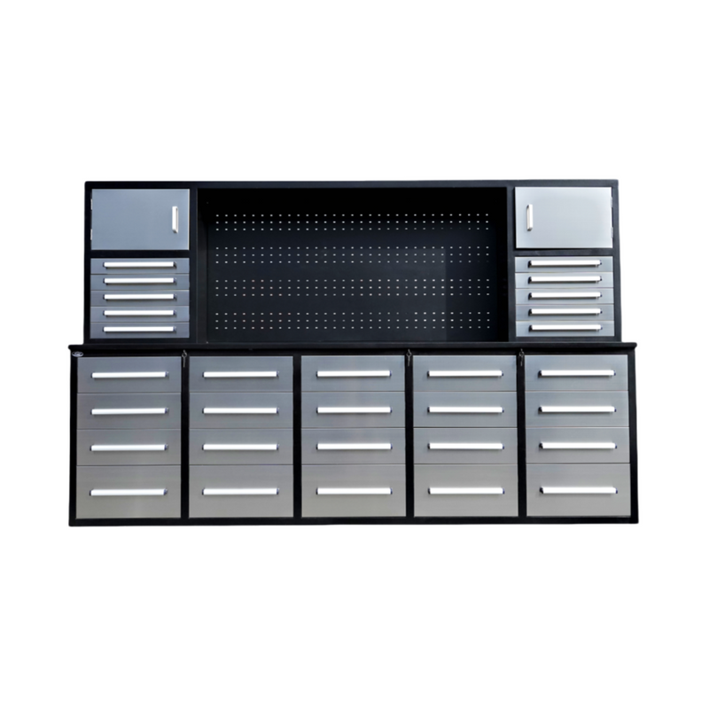 10' Storage Cabinet with Workbench (30 Drawers)