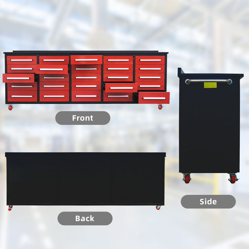 10ft Storage Workbench 25 Drawers with Wheels