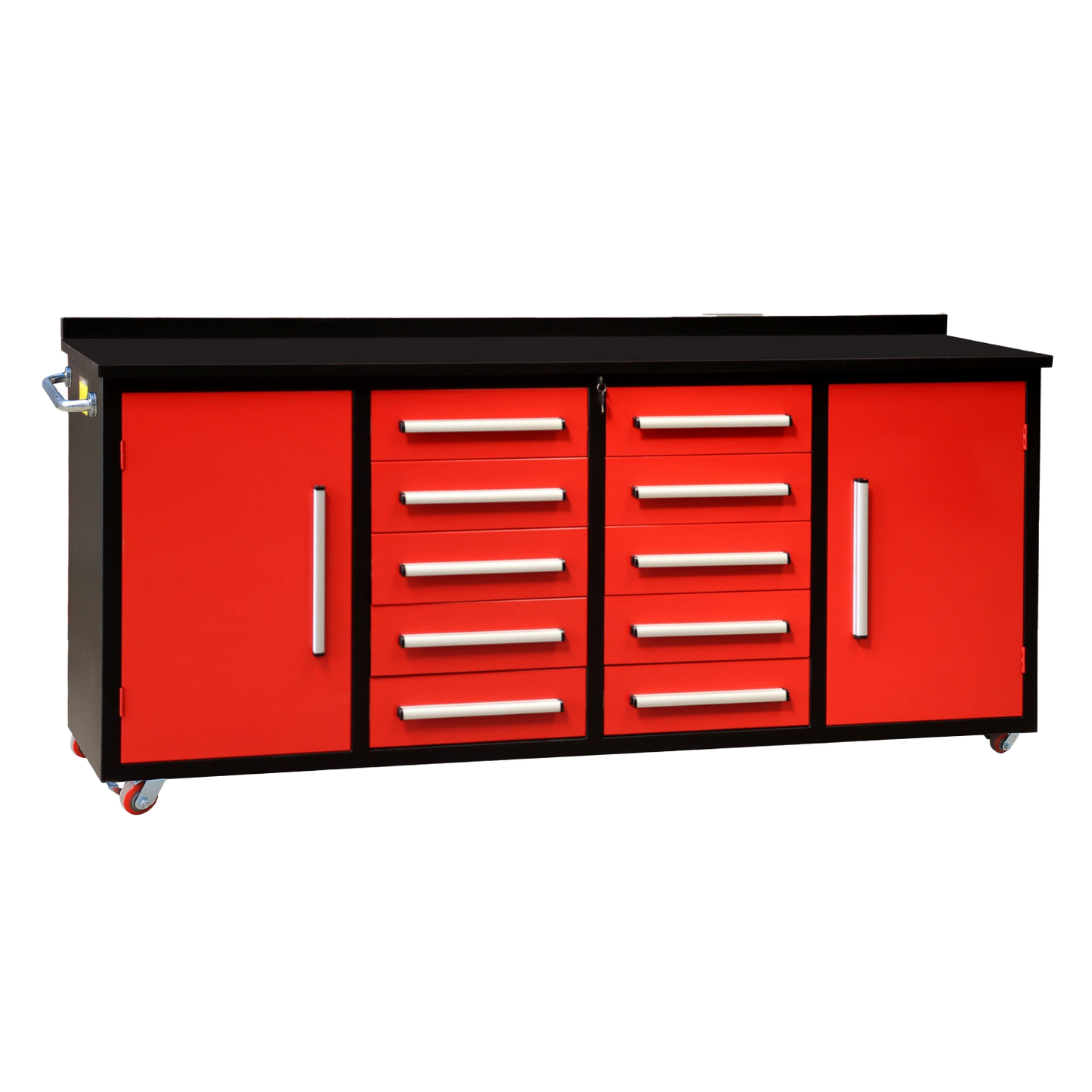7ft Storage Workbench 10 Drawers with Wheels#color_Red