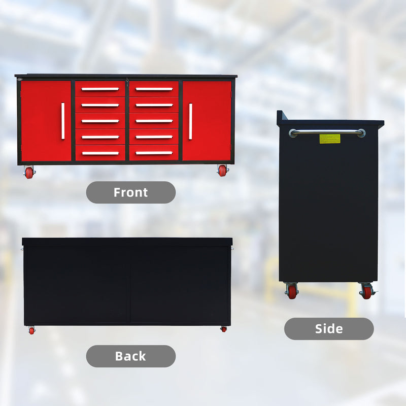 7ft Storage Workbench 10 Drawers with Wheels