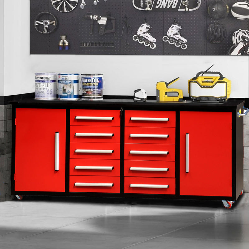7ft Storage Workbench 10 Drawers with Wheels