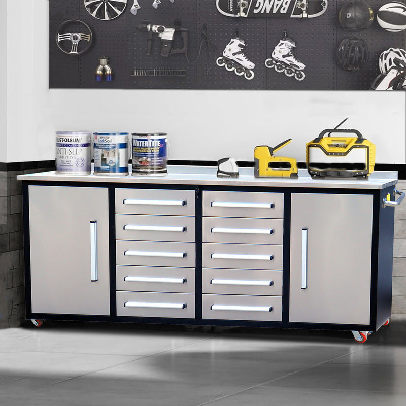 7ft Storage Workbench 10 Drawers with Wheels
