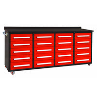 7ft Storage Workbench 20 Drawers with Wheels#color_Red