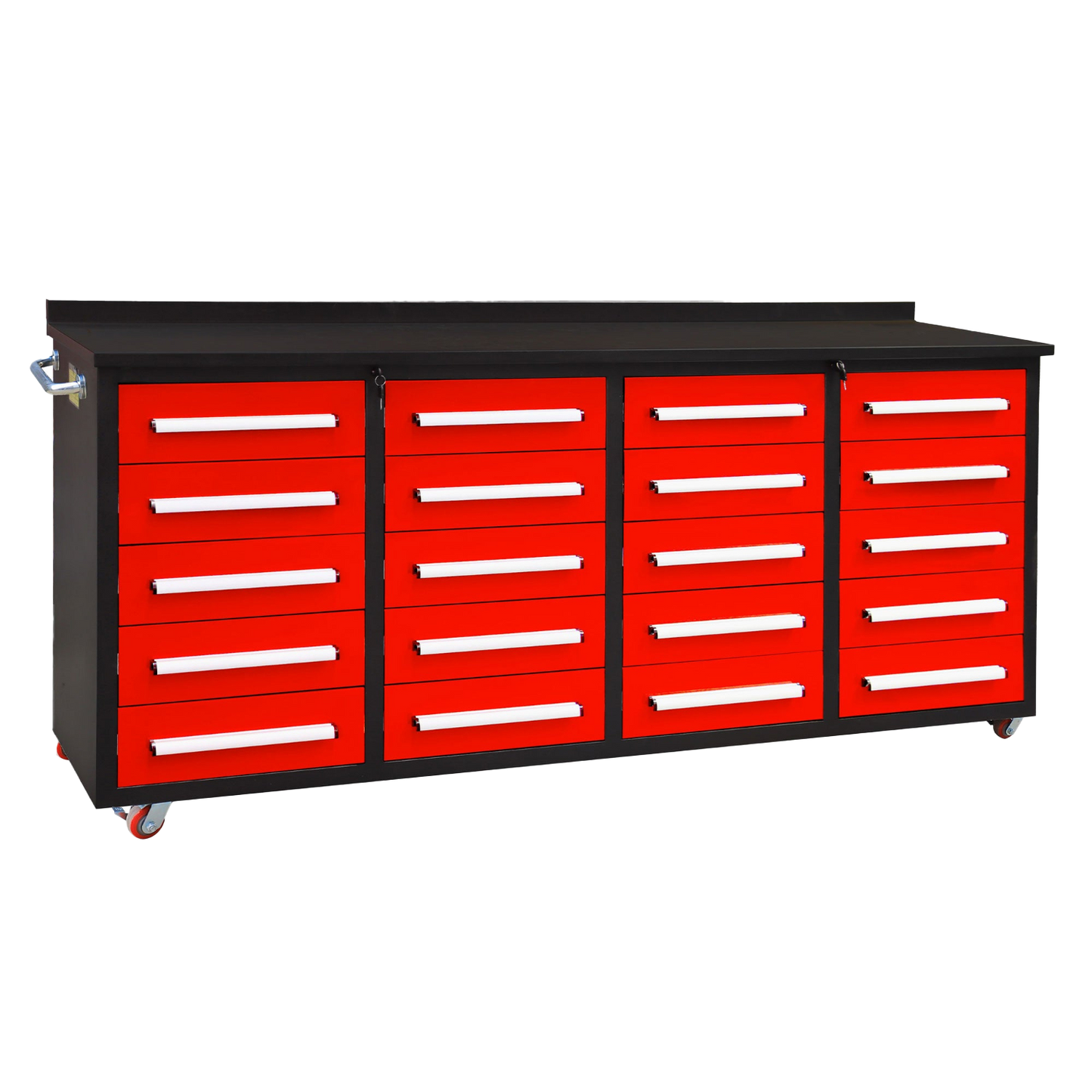 7ft Storage Workbench 20 Drawers with Wheels#color_Red