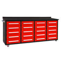 7ft Storage Workbench 20 Drawers with Wheels#color_Red