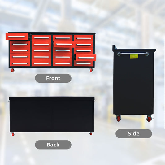 7ft Storage Workbench 20 Drawers with Wheels#color_Red