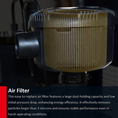 A close-up of a cylindrical air filter