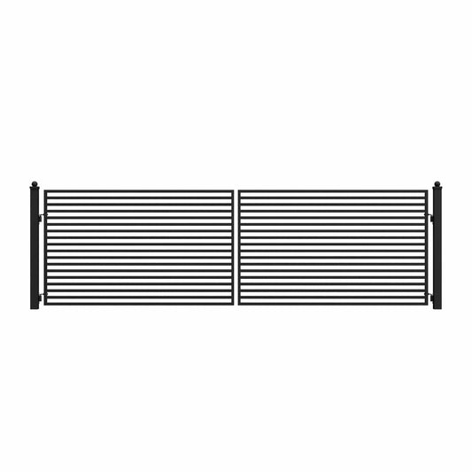 Aleko 18'x6' Steel Dual Swing Driveway Gate - MILAN Style