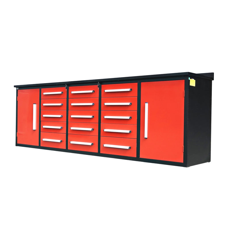 [AS-IS] 10ft Storage Cabinet with Workbench (15 Drawers)