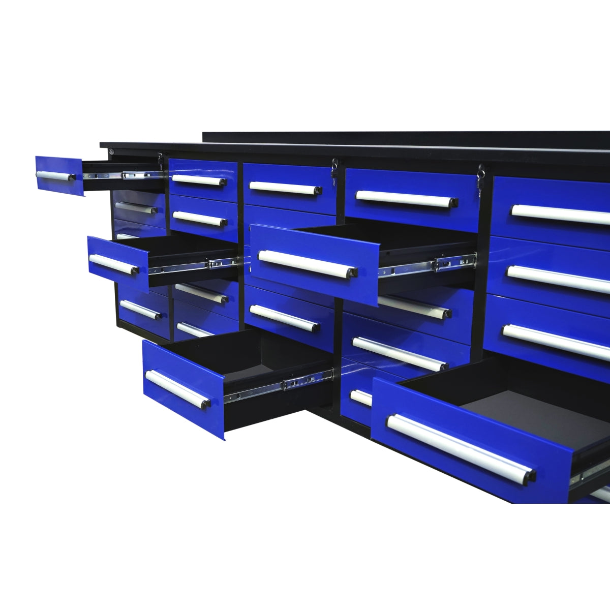 [AS-IS] 10ft Workbench with Storage Drawers (25 Drawers)