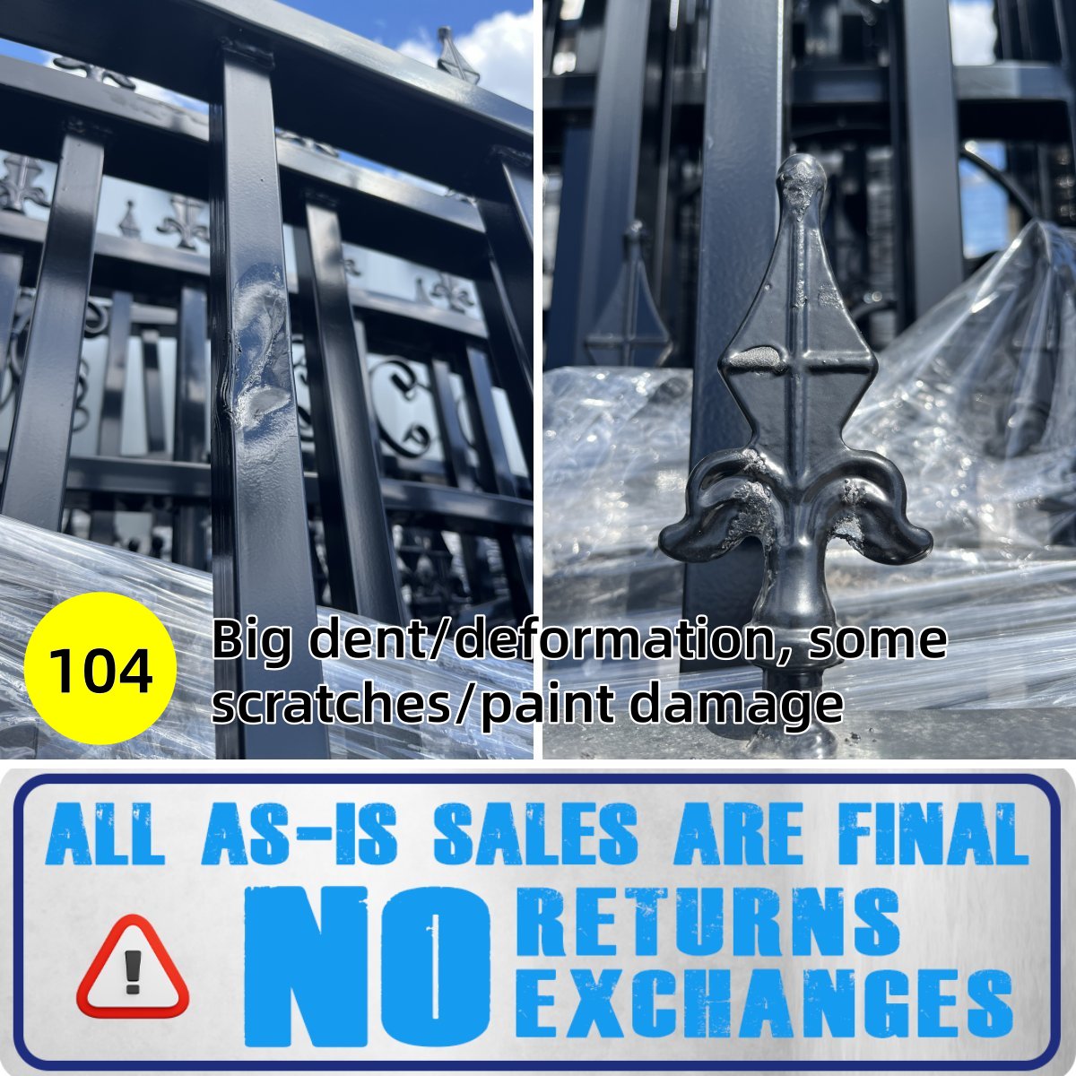 [AS-IS] 20x8 ft Steel Dual Swing Driveway Gate-Deer Style