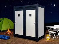 2-Stall Portable Toilet with Sink & Vent Fan