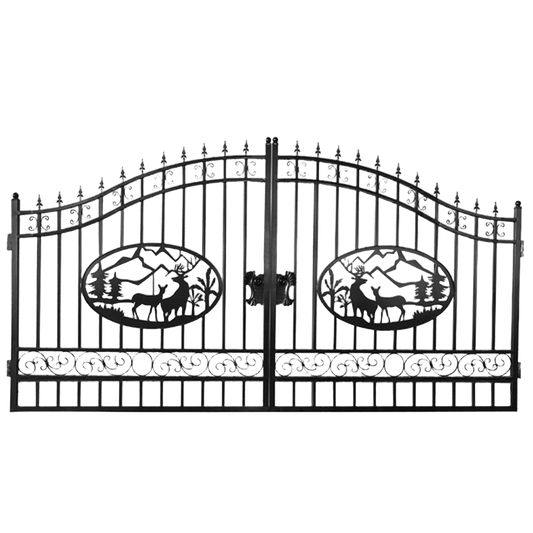 [BARGAIN]14ft Dual Swing Wrought Iron Gate for Driveway