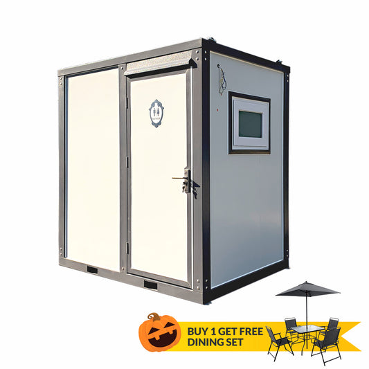 Portable Toilet with Shower Curtain Style