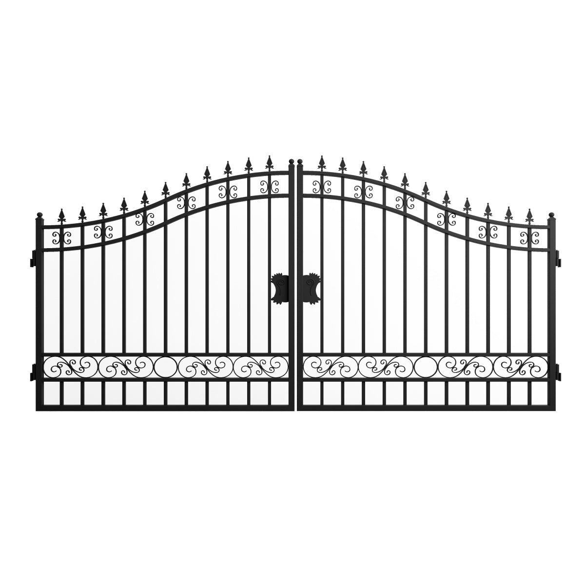 14x8 ft Steel Dual Swing Driveway Gate Basic Style