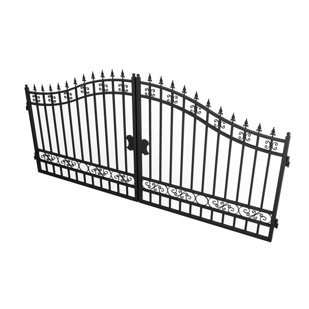 14x8 ft Steel Dual Swing Driveway Gate Basic Style#design_basic