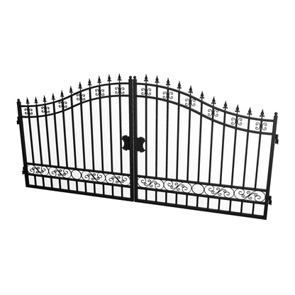 14x8 ft Steel Dual Swing Driveway Gate Basic Style#design_basic