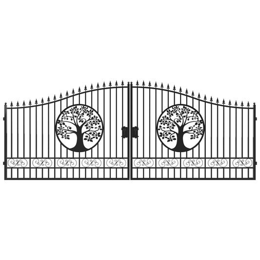 Greatbear Dual Swing Wrought Iron Gate for Driveway 20ft-Tree#design_Tree