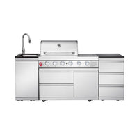 83.3" 4+1 Burner 71,500 BTU Silver Outdoor Kitchen Island Grill with Sink
