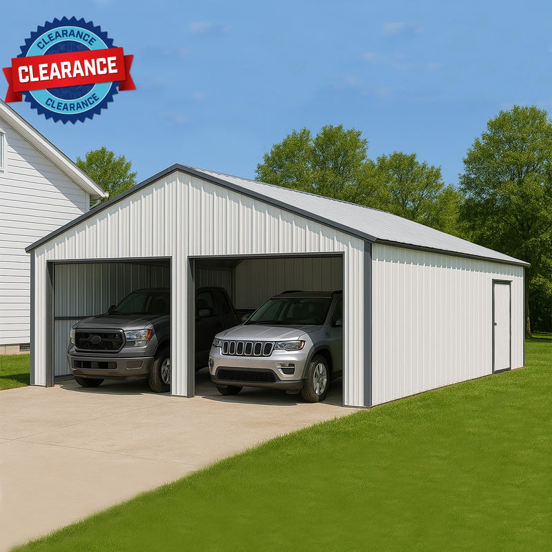 [CLEARANCE] 25' x 33' Double Garage Metal Shed