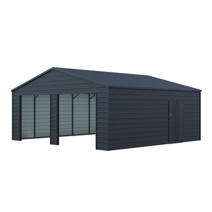 [CLEARANCE] Reinforced 23' x 22' Double Garage Metal Shed with Side Door