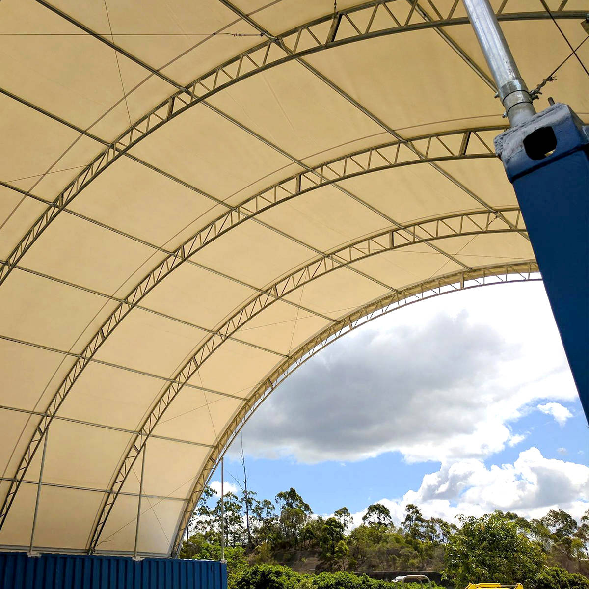 40'x40'x15' Double Truss Shipping Container Canopy Shelter, Outside