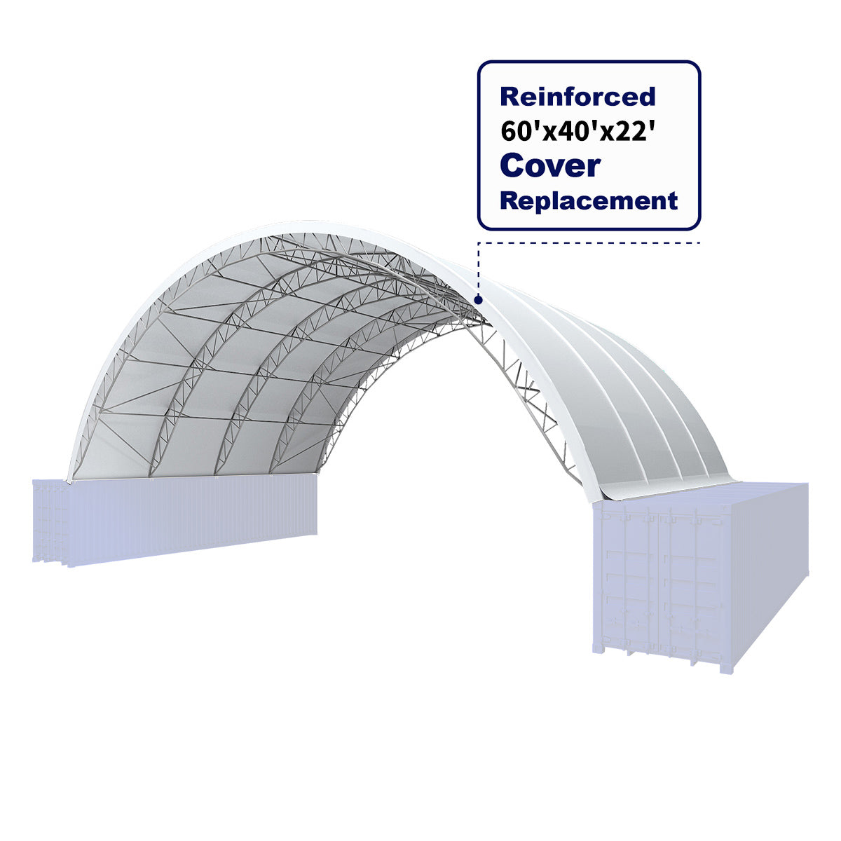 Cover Replacement for W60'xL40'xH22' Reinforced Container Shelter