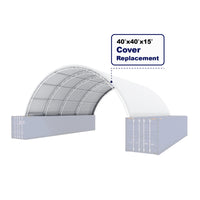 Architectural model of a large structure with a cover replacement label on a white background