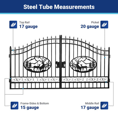 frame steel tube measurements for 14ft deer pattern driveway gate#design_deer