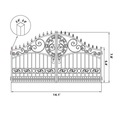 Dimension of Dual Swing Driveway Gate-European Style