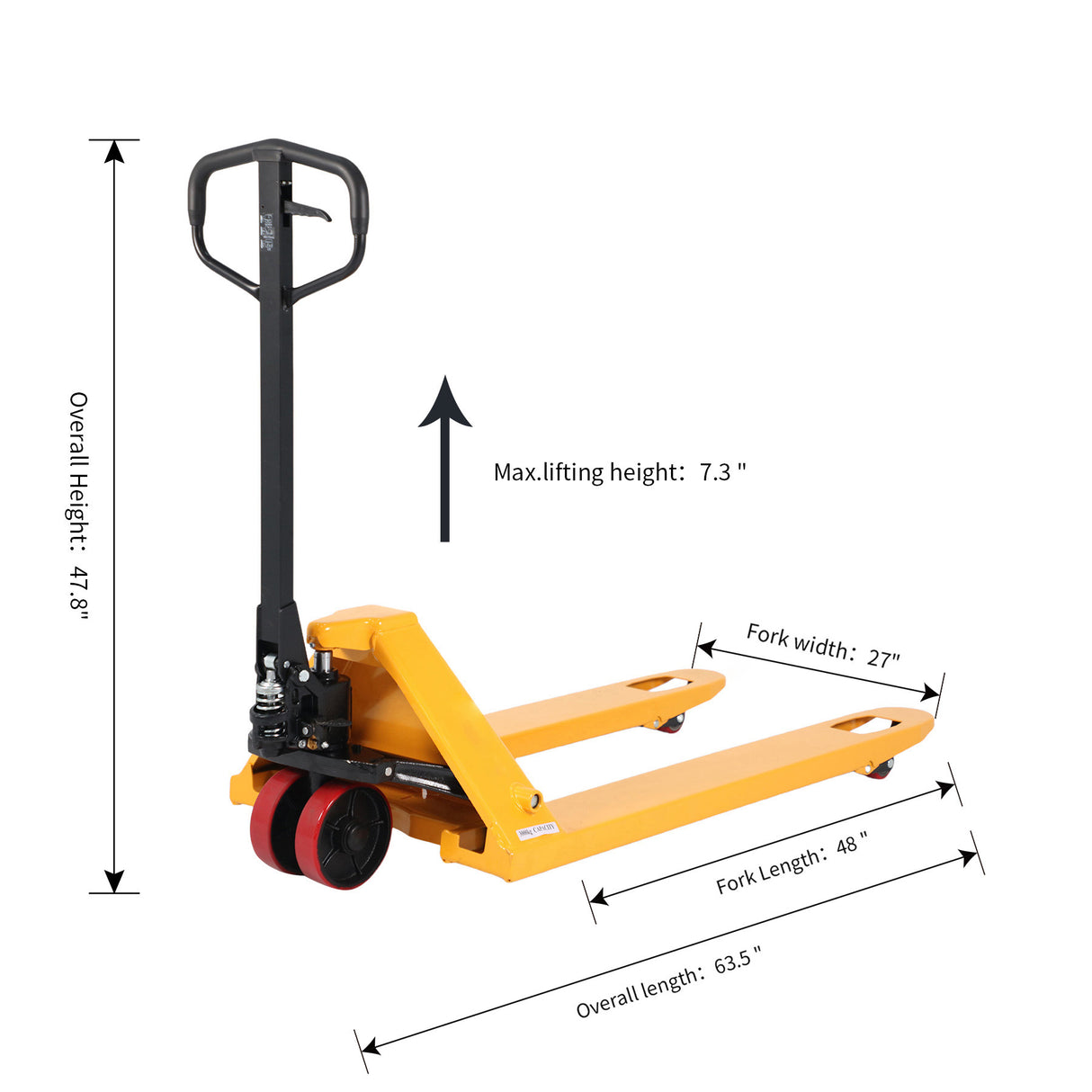 Hydraulic Pallet Jack | 48" x 27" Forks | PU Wheels | 5500 lbs. Capacity  | TX Self-Pickup